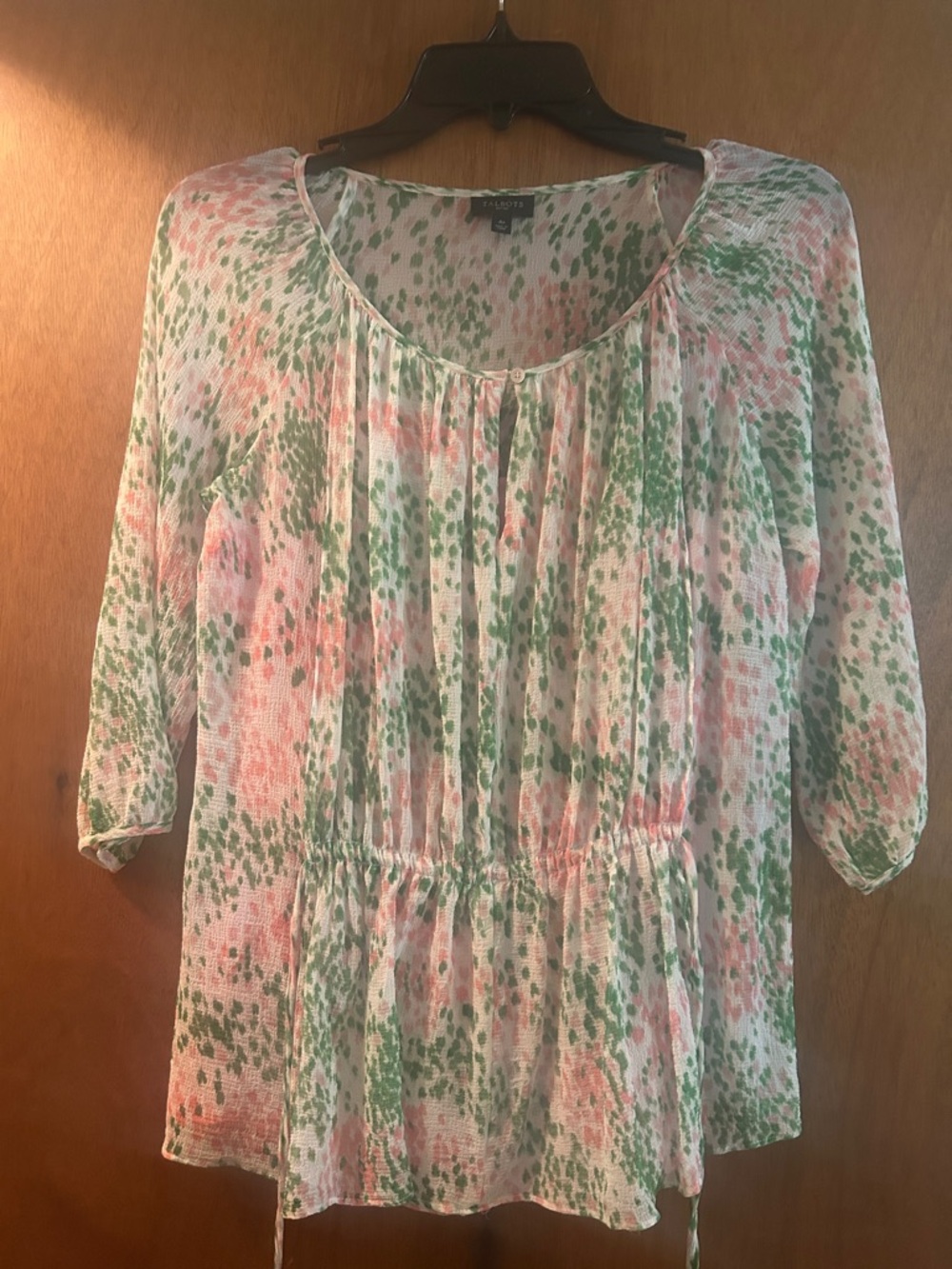 croft & barrow Pink and Green Printed Peasant Tunic